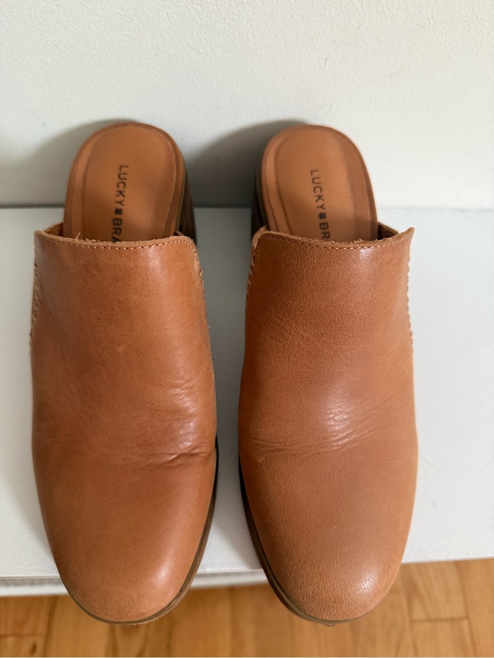 Lucky Brand Women's Tan Leather Slip-On Mules